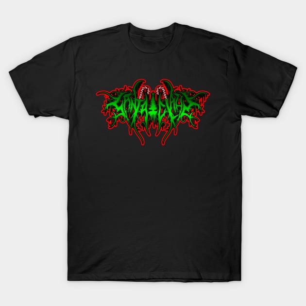 Santa Claus black metal design (green) T-Shirt by Tmontijo